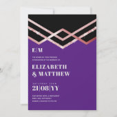 Glam Glitter Rosegold Black Deco Wedding Invite (Voorkant)