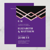 Glam Glitter Rosegold Black Deco Wedding Invite (Voorkant / Achterkant)