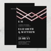Glam Glitter Rosegold Black Deco Wedding Invite (Voorkant / Achterkant)