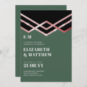 Glam Glitter Rosegold Black Deco Wedding Invite (Voorkant / Achterkant)