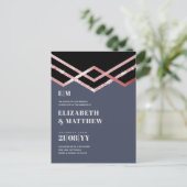 Glam Glitter Roségoud Zwart Deco Trouw Uitnodiging (Staand voorkant)