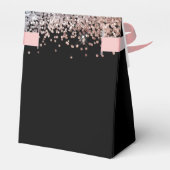 Glam glitter roze en zwart bedankdoosjes (Achterkant)