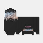 Glam glitter roze en zwart bedankdoosjes (Uitgevouwen)