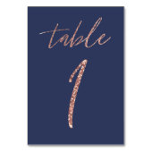 Glam Glitter Roze Goud en Blauwe Bruiloft Kaart (Achterkant)