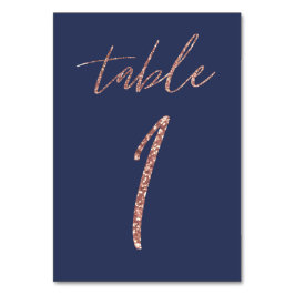 Glam Glitter Roze Goud en Blauwe Huwelijk Kaart