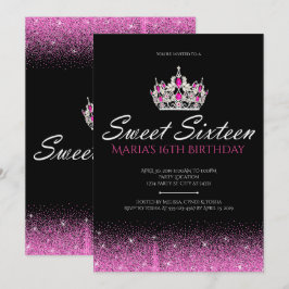Glam & Glitter, roze, zestien uitnodigingen