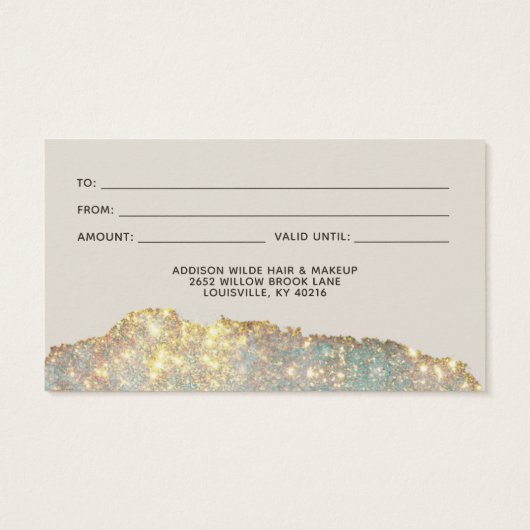Glam Glitter Salon Gift Kaart (Achterkant)
