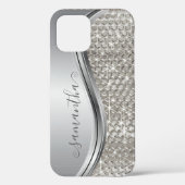 Glam Glitter Silver Sequin Metal look OtterBox Case-Mate iPhone Case (Achterkant)