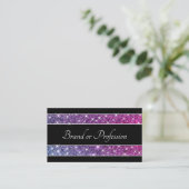 Glam Glitter Stars Paarse Shimmer Spark op Black Visitekaartje (Staand voorkant)