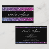 Glam Glitter Stars Paarse Shimmer Spark op Black Visitekaartje (Voorkant / Achterkant)