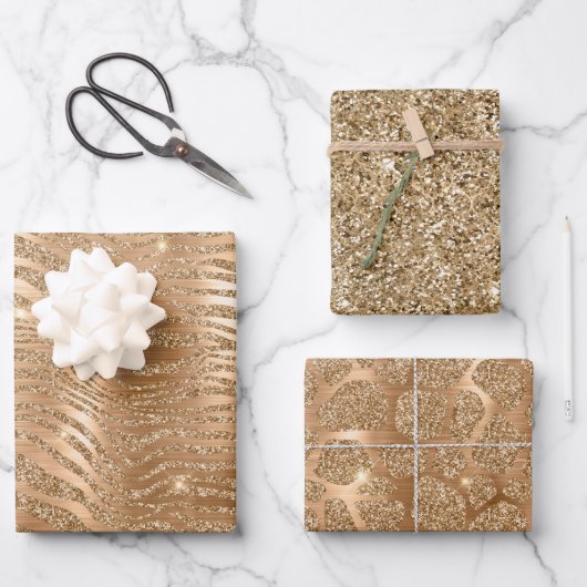 Glam Glitter Zebra afdrukken Inpakpapier Vel (Voorkant)