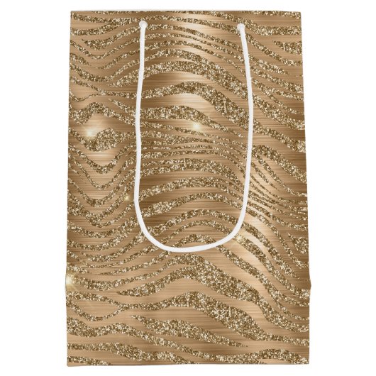 Glam Glitter Zebra afdrukken Medium Cadeauzakje (Achterkant)