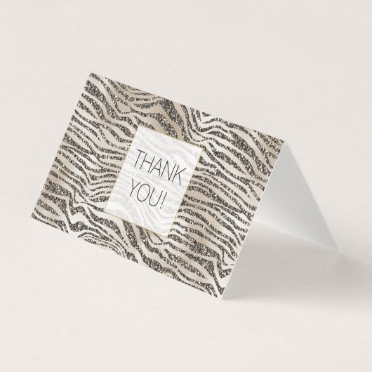 Glam Glitter Zebra Print Bedankt Kaart (Voorkant)
