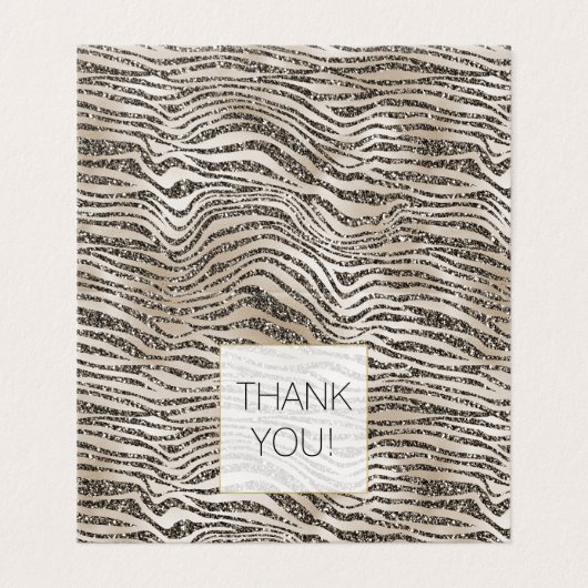 Glam Glitter Zebra Print Bedankt Kaart (Buitenkant ongevouwen)
