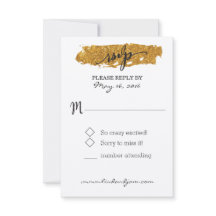 Glam Glitter Zwart en Wit Bloemen RSVP Kaart