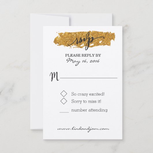 Glam Glitter Zwart en Wit Bloemen RSVP Kaart (Voorkant)