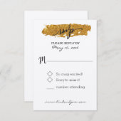 Glam Glitter Zwart en Wit Bloemen RSVP Kaart (Voorkant / Achterkant)