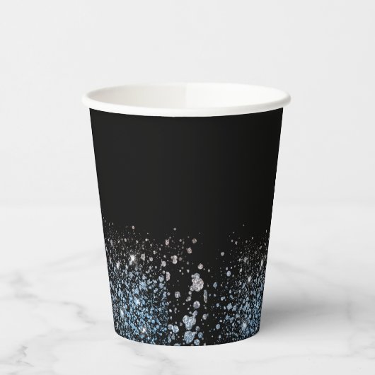 Glam Glitter zwart party papier cup Papieren Bekers (Links)