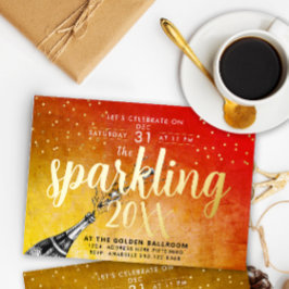 Glam Glitterend Goud Rood Nieuwjaars Calligrafie U Folie Feestdagenkaart