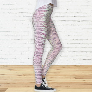 Glam Glitterende Roze Diamanten Tijgerstrepen Leggings