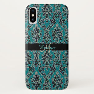  Glam Glittery Damask Print iPhone Xx Hoesje
