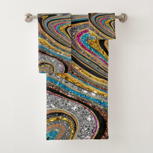 Glam glittery girale kunst bad handdoek (Insitu)