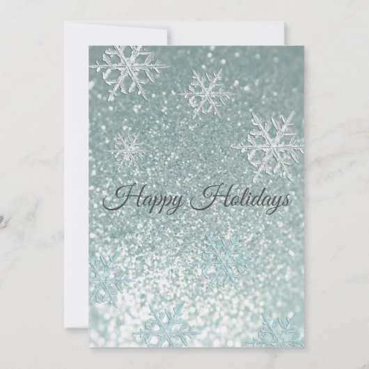 Glam glittery snewflake party invi kaart (Achterkant)