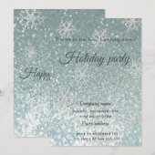 Glam glittery snewflake party invi kaart (Voorkant / Achterkant)