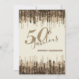 Glam Glittery Spark 50 & Fabulous Birthday Party Kaart