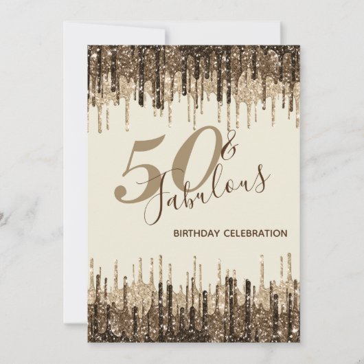 Glam Glittery Spark 50 & Fabulous Birthday Party Kaart (Voorkant)