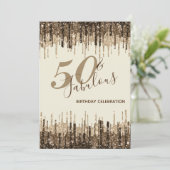 Glam Glittery Spark 50 & Fabulous Birthday Party Kaart (Staand voorkant)