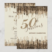 Glam Glittery Spark 50 & Fabulous Birthday Party Kaart (Voorkant / Achterkant)