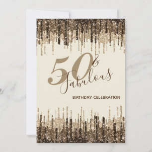 Glam Glittery Spark 50 & Fabulous Birthday Party Kaart