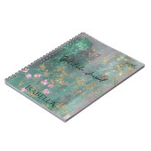 Glam Glitz Abstract Green Gold Faux Glitter Flower Notitieboek (Linkerzijde)