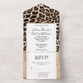 Glam Glitz Champagne Leopard All In One Uitnodiging (Binnen)
