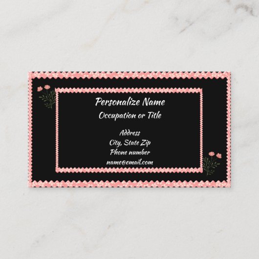 Glam Glitz Hot Pink Black Girly Glitter Borders Visitekaartje (Voorkant)