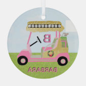 Glam Glitz Monogram Naam Roze Gold Diamond Cart Glas Ornament (Achterkant)