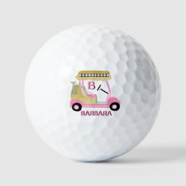 Glam Glitz Monogram Naam Roze Gold Diamond Cart Golfballen