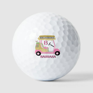 Glam Glitz Monogram Naam Roze Gold Diamond Cart Golfballen