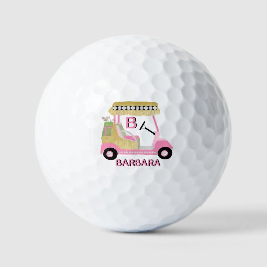 Glam Glitz Monogram Naam Roze Gold Diamond Cart Golfballen (Voorkant)