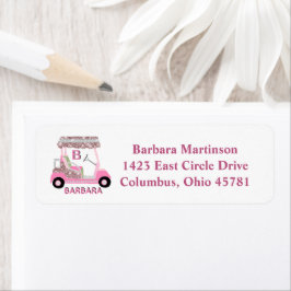 Glam Glitz Monogram Name Roos Gold Golf Cart Etiket