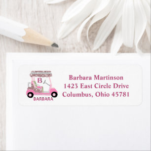 Glam Glitz Monogram Name Roos Gold Golf Cart Etiket