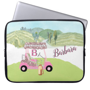Glam Glitz Monogram Name Roos Gold Golf Cart Laptop Sleeve