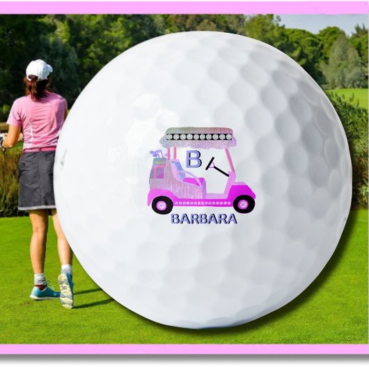 Glam Glitz Monogram Roze Paars Diamanten Kar   Golfballen