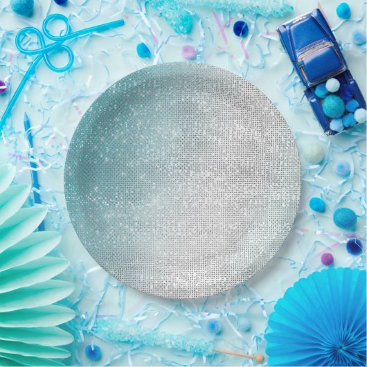 Glam Glitzy Aqua Ombre Sparkle Bruiloft Papieren Bordje (Feest)