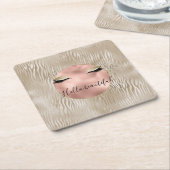 Glam Glitzy Eyelashes Zebra Print Kartonnen Onderzetters (Schuin)