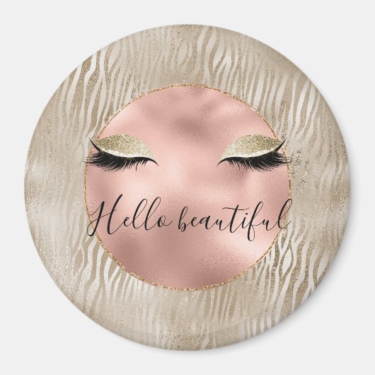 Glam Glitzy Eyelashes Zebra Print Magneet (Voorkant)