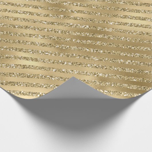 Glam Glitzy Glitter Stripes Cadeaupapier (Hoek)