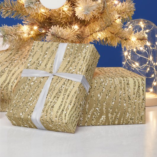 Glam Glitzy Glitter Zebra Print Cadeaupapier (Feestdagen)