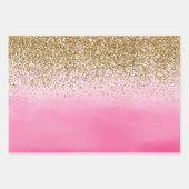Glam Glitzy Sparkle Glitter Pink Ombre Inpakpapier Vel (Voorkant)